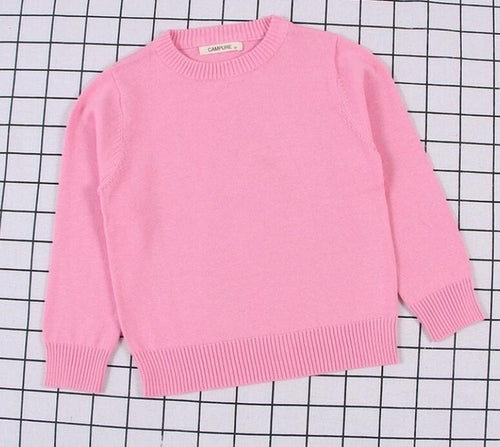 New Baby Boys Girls Sweater Kids Pullover Solid Color Cotton