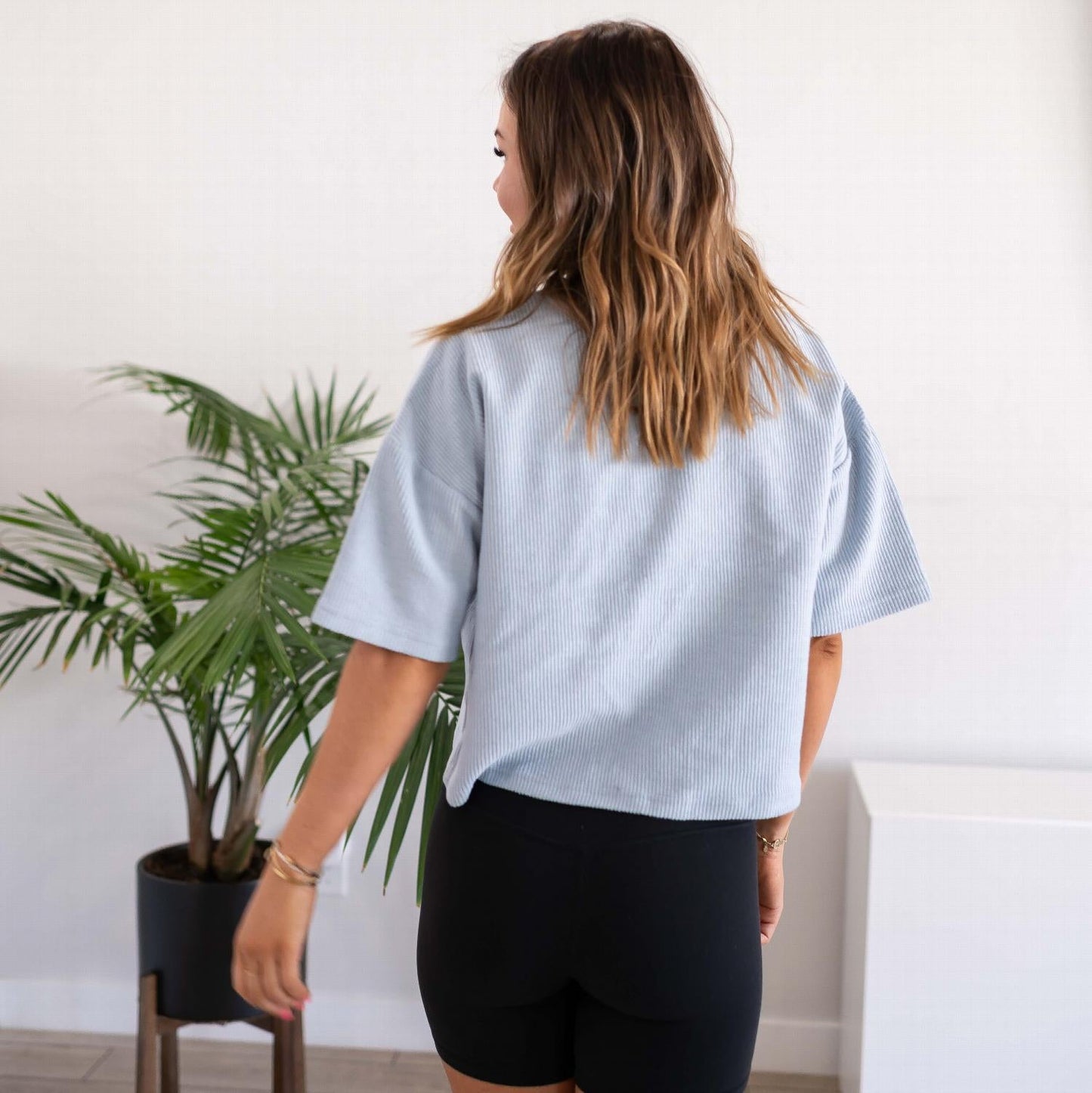 Basic Cord Fabric Short Sleev