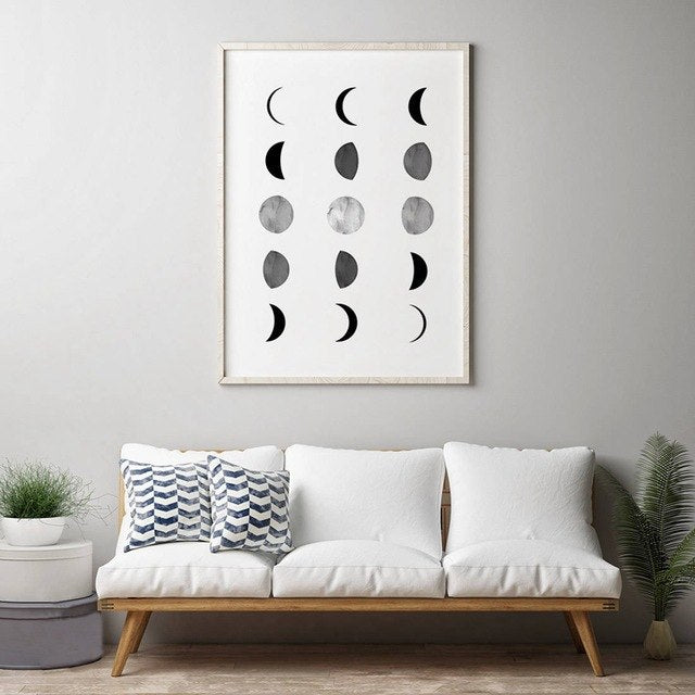 Moon Phases Prints Scandinavian Poster , La Lune