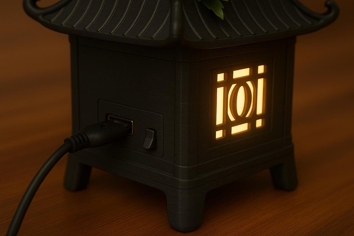 Asian Pagoda Lantern Zen Style Indoor Planter & Nightlight - 3D